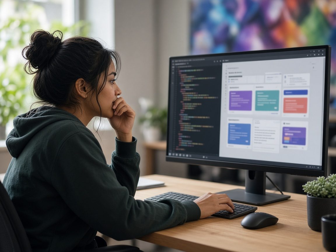 Frontend developer building a React JS interface during corporate training